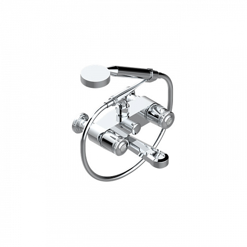 THG CORVAIR FIOR DI BOSCO Смеситель для ванны настенный, с ручным душем и шлангом 1500 мм., цвет: хром