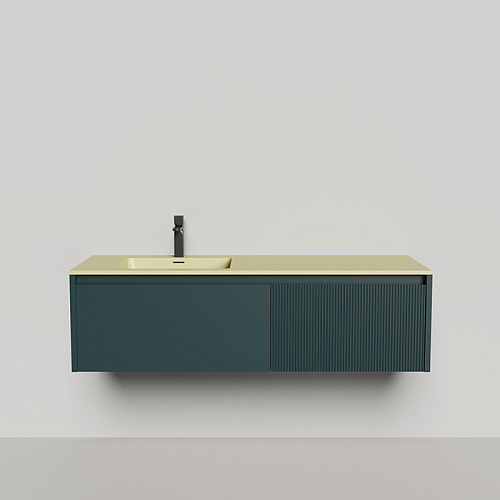 Salini Domino Тумба с раковиной, 140х50х40см., из S-Stone в сборе, крепеж; сифон; фасад: эмаль Ral6004, столешница: Ral1000