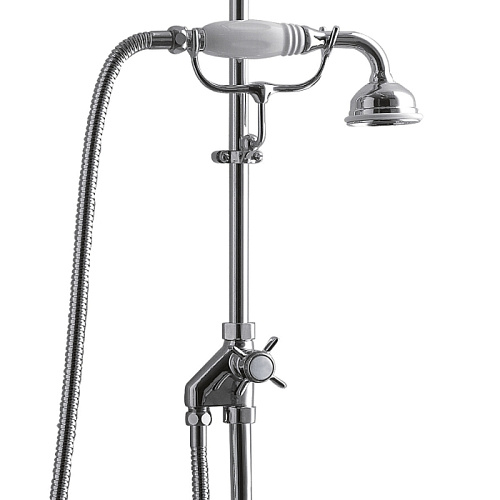 Devon&Devon Ручной душ с переключателем и держателем с белой ручкой, цвет: хром