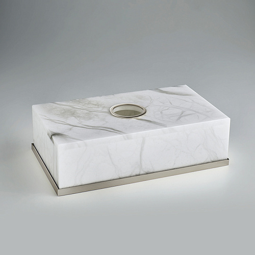 3SC Baster Round Контейнер для бумажных салфеток 26.5х7.5х15.5 см., настольный, цвет: алебастр/никель сатинированный матовый