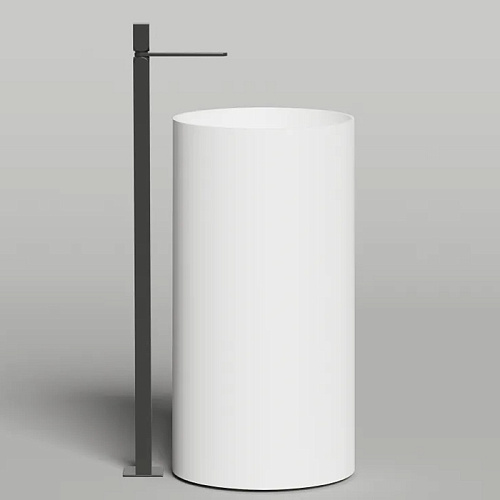 Salini Armonia Round 01 Раковина напольная 45х45х90см., мат-л: S-Stone, слив в пол, цвет: белый матовый