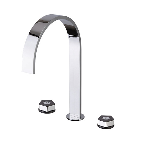 Newform ParkLE Смеситель для ванны, высокий, 3 отв., с донным клапаном, цвет: хром/черный матовый