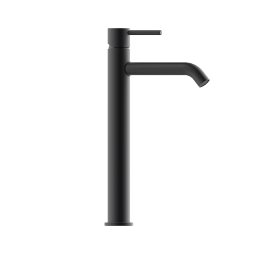 Bossini Teo M Смеситель для раковины TEO-M высокий 309 мм, с заглушкой 1”1/4 и гибкая подводка из нерж. стали, цвет: Nero opaco