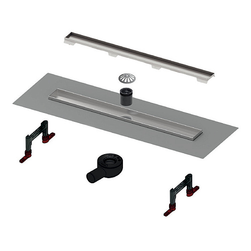 TECEspring linus Комплект для монтажа дренажного канала 70см., plate, с мембраной, цвет: нержавеющая сталь