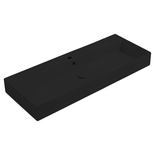 Simas Agile Раковина 121х46см., подвесная, без отв., с переливом, цвет: nero matt