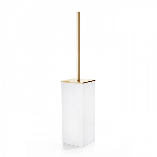 3SC Mood White Туалетный ёршик, напольный, композит Solid Surface, цвет: белый матовый/золото 24к.