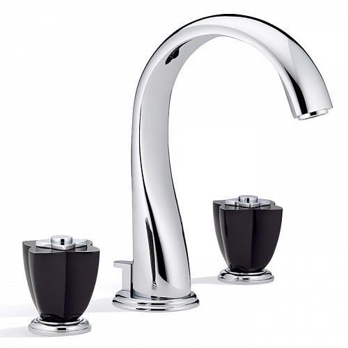 THG Petale de Cristal noir Смеситель для раковины, 3 отв., цвет: хром/черный хрусталь