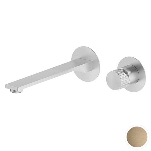 Newform Steel Line Смеситель для раковины, настенный, без донного клапана, цвет: pvd brushed pale gold