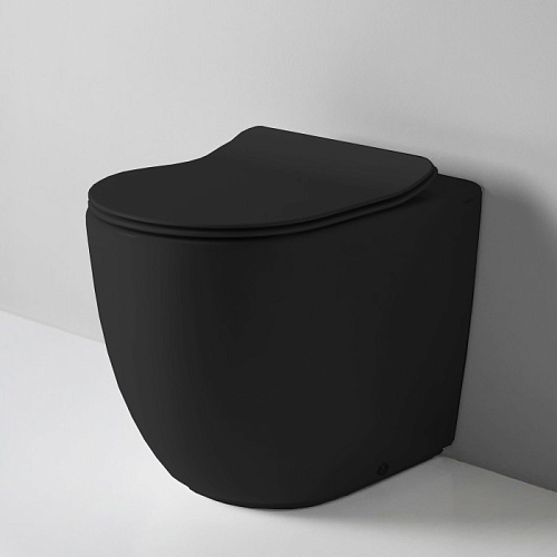 Artceram File 2.0 Унитаз напольный 37х52см, безободковый, слив универсальный, турбо смыв the.reel, saniglaze, цвет: черный матовый