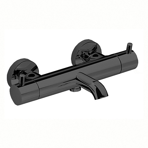 Cisal Less Minimal Смеситель термостатический настенный для ванны/душа с ручной лейкой,держателем и шлангом, цвет: черный матовый