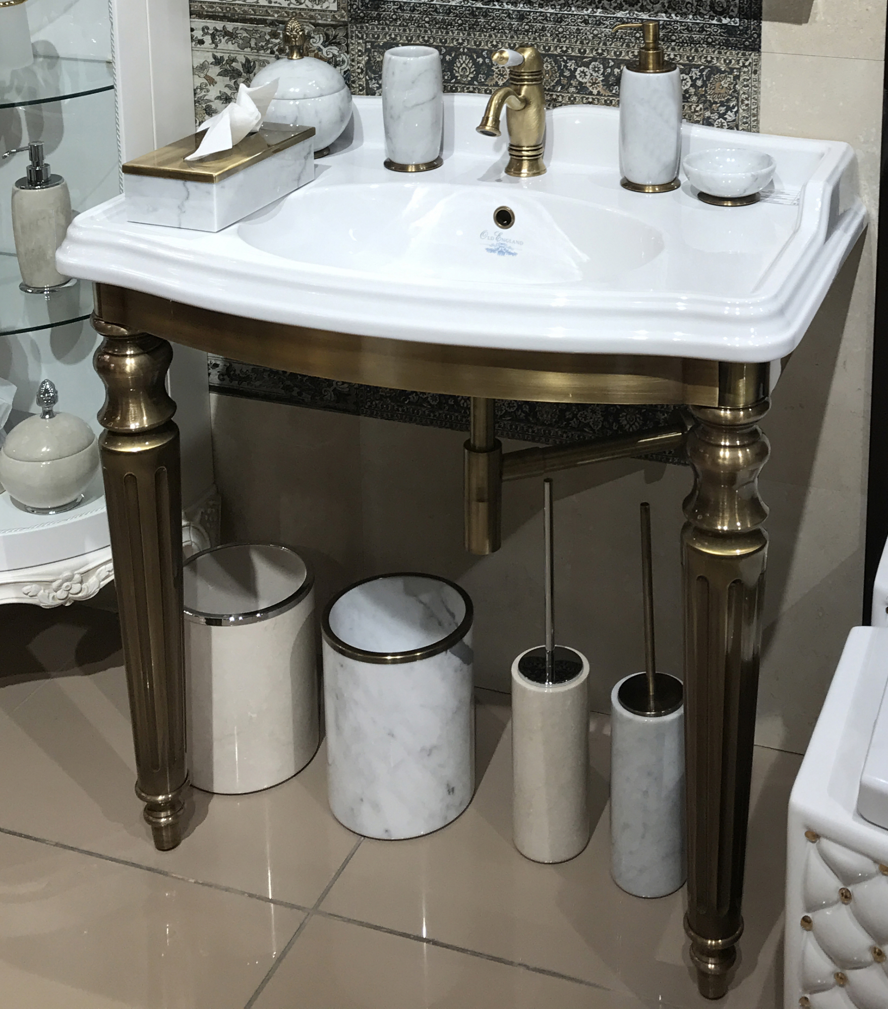 TW King структура металлическая91x56xh85см, с раковиной на 1 отв., материал: латунь, напольная, цвет: бронза