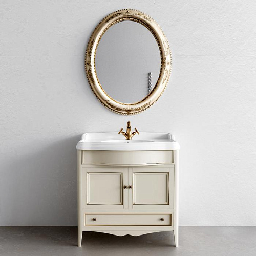 TW Veronica, База с раковиной Simas AR864bi x1 90x56см, с 1отв., 2 распашные дверки+1 выдв.ящик, доводч. Blum, ручки: Riflesso бронза, напольная, Цвет: vintage