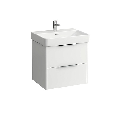 Laufen Base Тумба подвесная 57х44х53см, с раковиной, с 2 выдвиж. ящиками, с механизмом мягкого закрывания, цвет: белый матовый