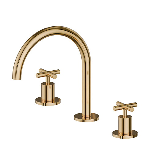 Newform Blink Смеситель для раковины, 3 отв., цвет: PVD glossy gold