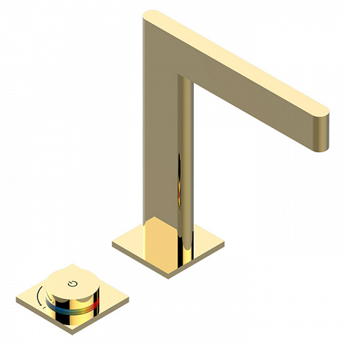 THG ICON-X CARBONE GOLD Смеситель для раковины, 2 отв., электронный, с донным клапаном, цвет: полированное золото    