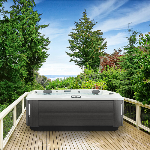 Jacuzzi J375 Минибассейн 231х231х97см, уф+озон, теплоизоляция, подсветка, Bluewave, 3кВТ, цвет Platinum, внешняя панель Smoked Ebony