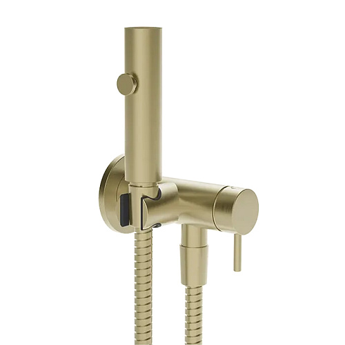 Gessi Transparenze Гигиенический душ, с настенным держателем, со смесителем, с подводом воды и шлангом 125cм., цвет: Brass Br. PVD