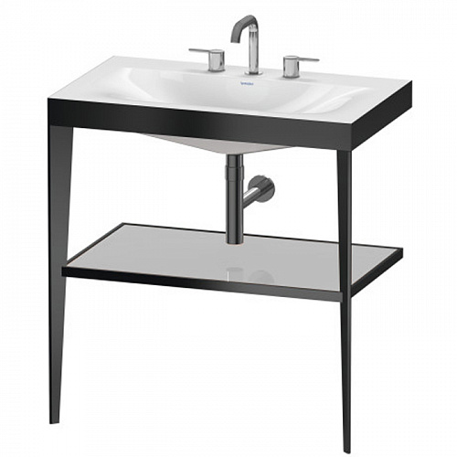 Duravit XViu Консоль напольная, 80x48x85см, с полкой, с раковиной без перелива, 3 отв., цвет: black matt/crome