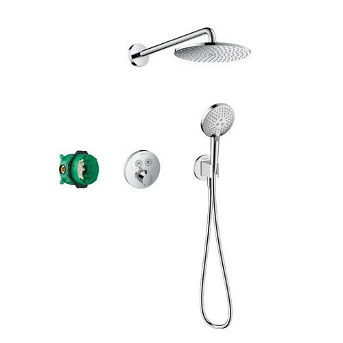 Hansgrohe Raindance S Душевая система, Верхний душ 23.6см., с термостатическим смесителем, ручным душем и держателем, цвет: хром