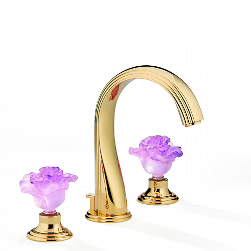 THG Rose Смеситель для раковины, 3 отв., цвет: золото