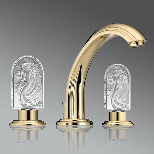 THG Naïade Смеситель для раковины на 3 отверстия, с донным клапаном, цвет: Soft gold