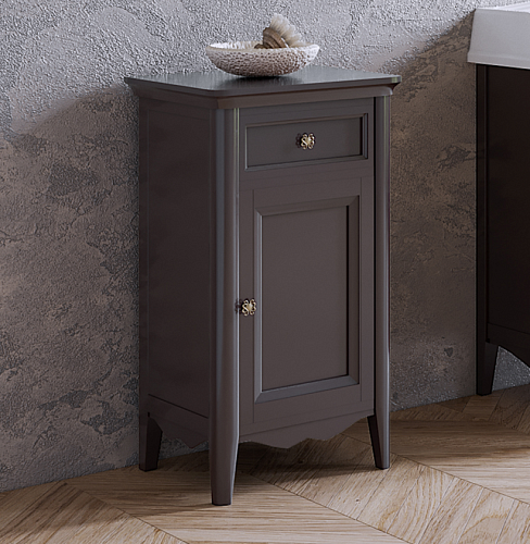 TW Veronica, Тумба 50.2/45x40/37.4xh86.7см, 1 распашная дверка 1 выдвижной ящик, доводчики Blum (петли справа-DX), напольная, цвет: Gridgio, ручки: Riflesso