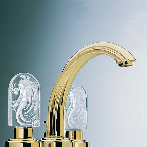 THG Naïade Смеситель для раковины, 3 отв., цвет: золото/прозрачный хрусталь