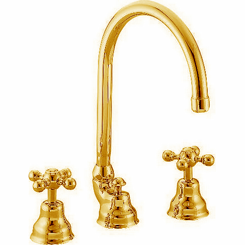 CISAL Arcana Ceramic Смеситель для раковины на 3 отверстия, с донным клапаном, цвет: золото