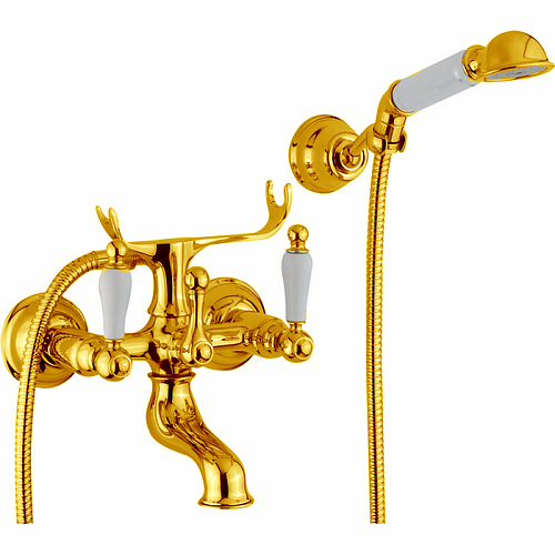 CISAL Arcana Toscana Смеситель для ванны с душевым комплектом, цвет: золото/белый