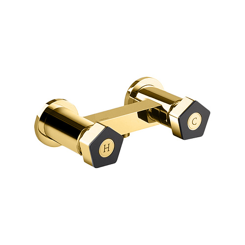 Newform ParkLE Смеситель для душа, настенный, цвет: PVD glossy gold/черный матовый