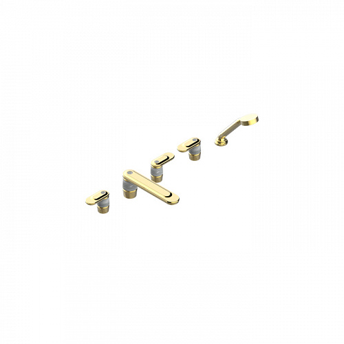 THG CORVAIR A MANETTES FIOR DI BOSCO Смеситель на борт ванны на 5 отверстий, двойной, с ручным душем, цвет: полированное золото