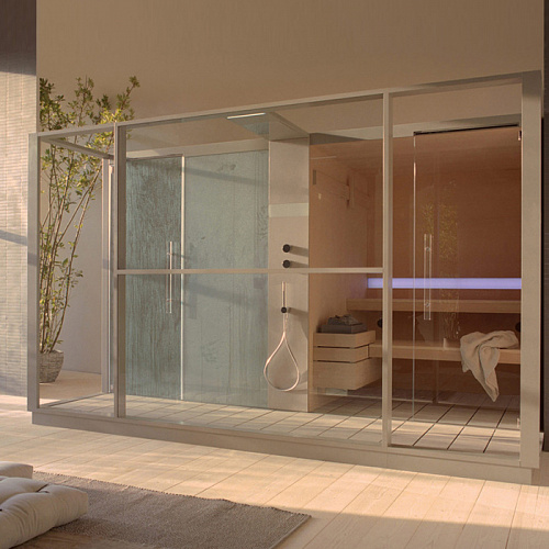 Effegibi Logica Spa Filo Сауна&Хаммам 373x250x217см, угловая DX, цвет: Stone