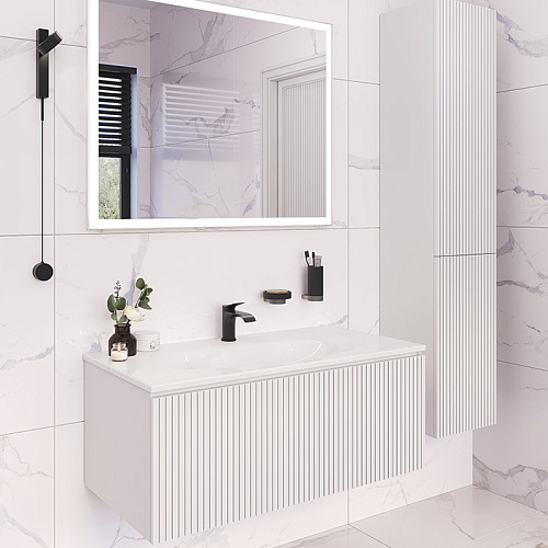 TW Shape комплект подвесной мебели 100х50см, с раковиной, с 1 выдвиж. ящиком с механизмом push-to-open, цвет: белый матовый RAL9003