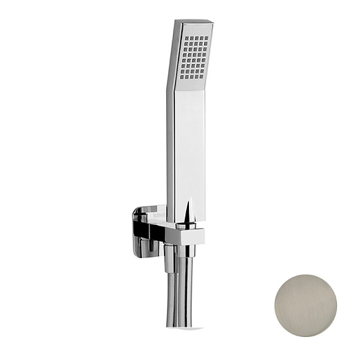 Cisal Shower Душевой гарнитур: ручная лейка, шланг 150см, вывод с держателем, цвет: Nichel Spazzolato