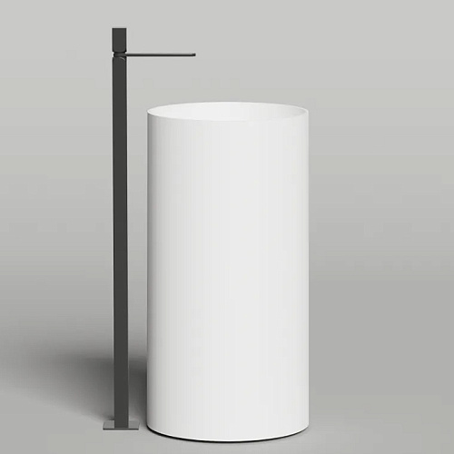 Salini Armonia Round 01 Раковина напольная 45х45х90см, слив в пол, без отв. под смес, с декор.накладкой, мат-л: S-Sense, цвет: белый глянцевый