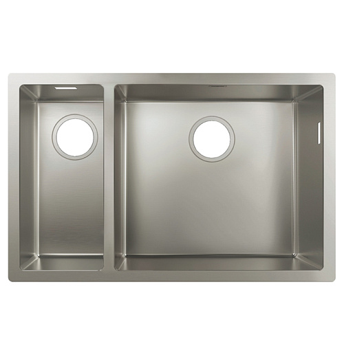 Hansgrohe S71 S719-U655 Мойка для кухни 70.5х45см., встраиваемая снизу, без отв., двойная, цвет: нержавеющая сталь