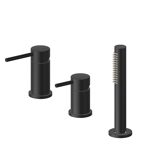 Newform XT Смеситель на борт ванны, 3 отв., с ручным душем, цвет: черный матовый