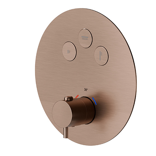 Newform X-STEEL 316 Смеситель для душа, встраиваемый, термостатический, на 3 источника, с кнопками, цвет: PVD Brushed copper bronze
