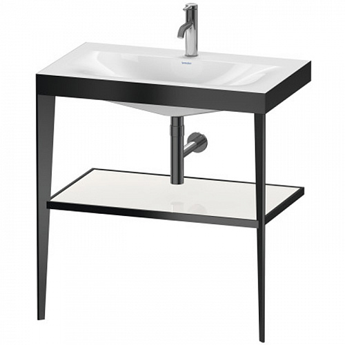 Duravit XViu Консоль напольная, 80x48x85см с полкой, с раковиной без перелива, 1 отв., цвет: black matt/white high gloss lacquer