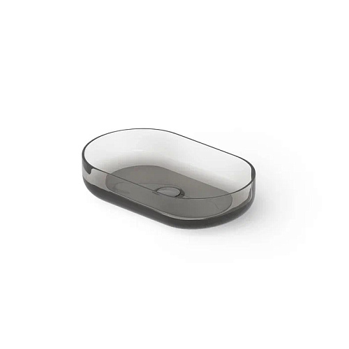 Dea Design Washbasins Раковина 55х34х12см., накладная, без отв., Glasstech, прозрачная смола, цвет: Smoky Black R4
