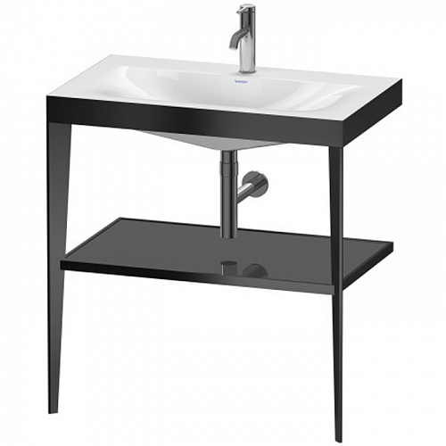 Duravit XViu Консоль напольная, 80x48x85см с полкой, с раковиной без перелива, 1 отв., цвет: black matt/flannel grey high gloss lacquer