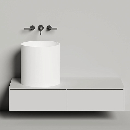 Salini Armonia Round 03 Раковина накладная 45х45х45cм., без отв., мат-л: S-Stone, цвет: белый матовый