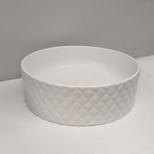 ArtCeram Rombo Раковина накладная,Ø44,5хh14,5см, без отв под смеситель, без перелива, цвет: белый матовый