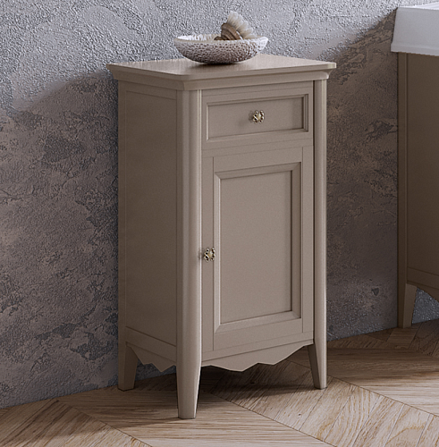 TW Veronica, Тумба 50.2/45x40/37.4 x h86.7см, 1 распашная дверка 1 выдвижной ящик, доводчики Blum (петли справа-DX), напольная, цвет: Tortora, ручки: Riflesso