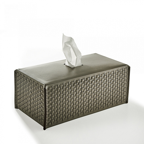 3SC Hilton Контейнер для бумажных салфеток 29х10х14см., настольный, плетеная кожа, цвет: Fango