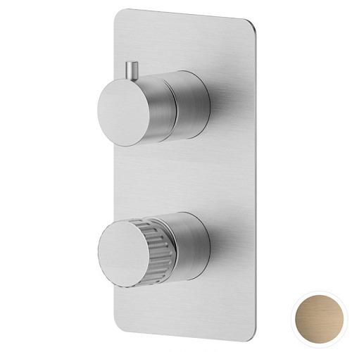 Newform Steel Line Смеситель для душа, встраиваемый, на 2 потока, цвет: pvd brushed pale gold