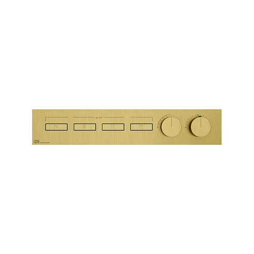 Gessi Hi-Fi Смеситель для душа, встраиваемый, термостатический, с включением до 4 источников одновременно (внешняя часть), цвет: Gold brushed Pvd