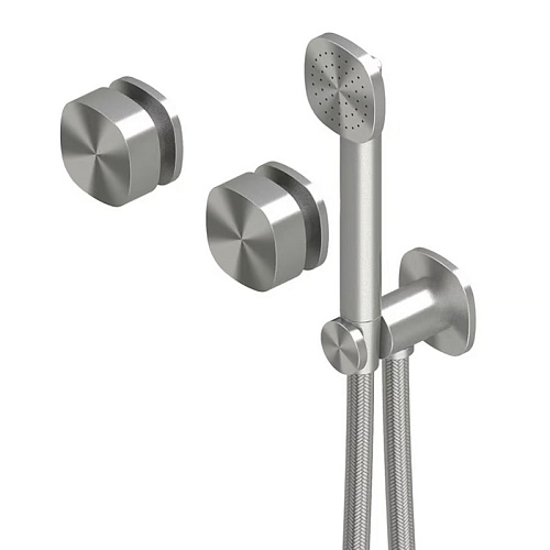 QuadroDesign Super Смеситель для душа, настенный, с ручным душем, цвет: Brushed Stainless Steel