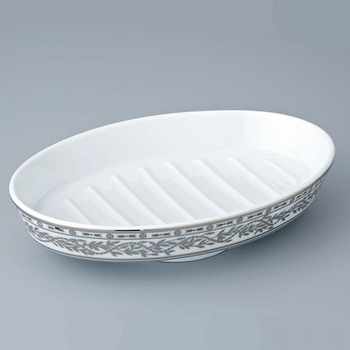 THG Marquise platinum decor Мыльница керамическая, настольная, декор платина, цвет: белый