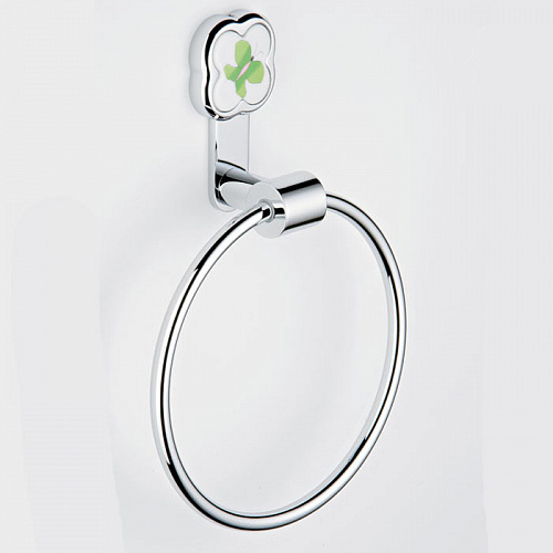 THG CAPUCINE VERT DECOR PLATINE Полотенцедержатель-кольцо 18см., декор зеленый, цвет: хром